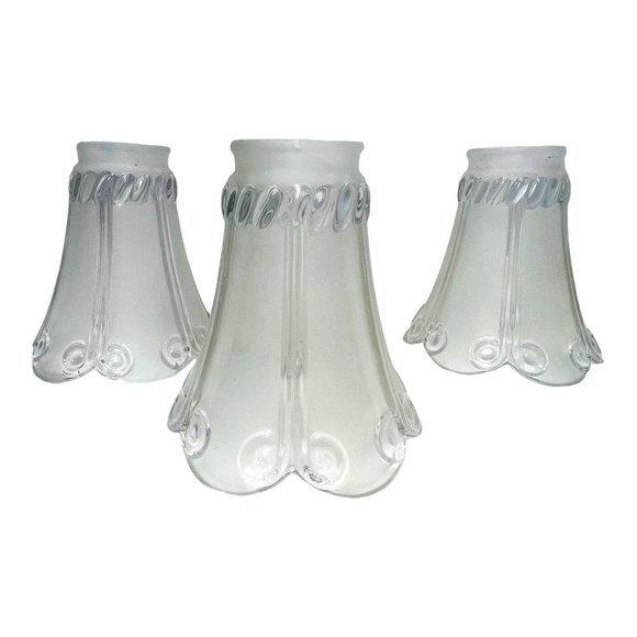 Unbranded Other - Vintage Clear Frosted Replacement Thick Glass Lamp Shade Bell Etched Ceiling Fan